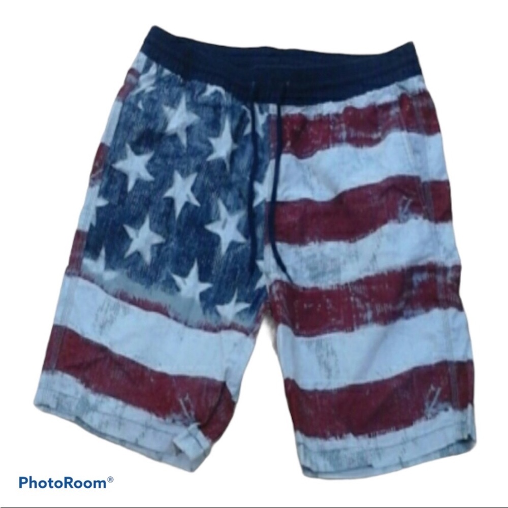 Patriotic‎ Men Medium American Flag USA Stars & Stripes Swim Trunks Swim Shorts
